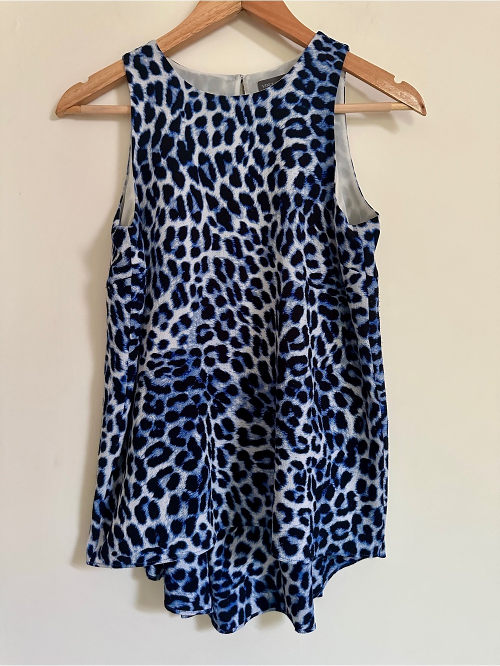 Vince Camuto Blue Leopard Print Top